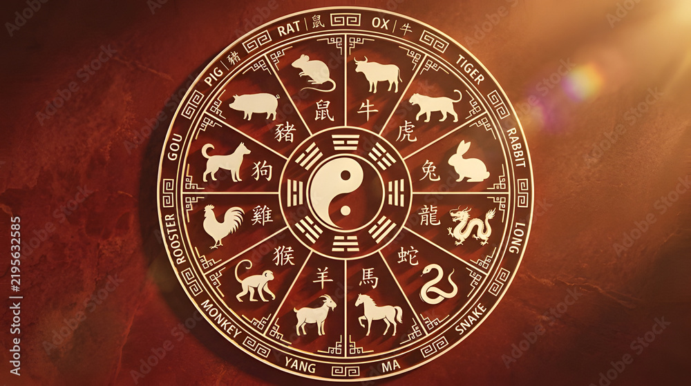 Obraz premium Traditional Chinese Zodiac Feng Shui Astrology Chart Wheel
