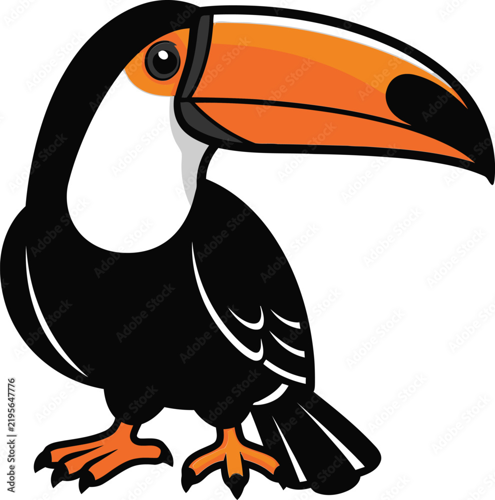 Obraz premium Vibrant Tropical Toucan Bird Cartoon Illustration Isolated on White Background