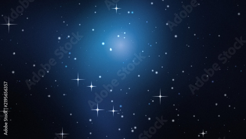 Deep blue starry expanse with bright center and distant galaxies for backgrounds.