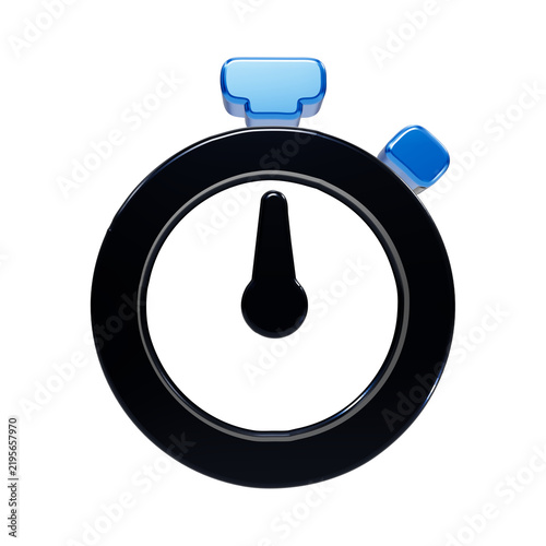 Quadro su tela A3d rendered of a stopwatch featuring a black circular body and vibrant blue con