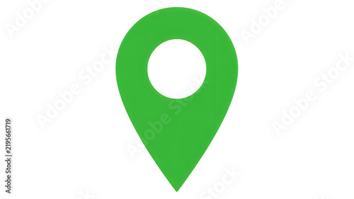 Flat green location pin icon with white center dot for map navigation and digital interfaces