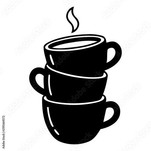 Stacked Coffee Cups with Steam Rising in Minimalist Style
