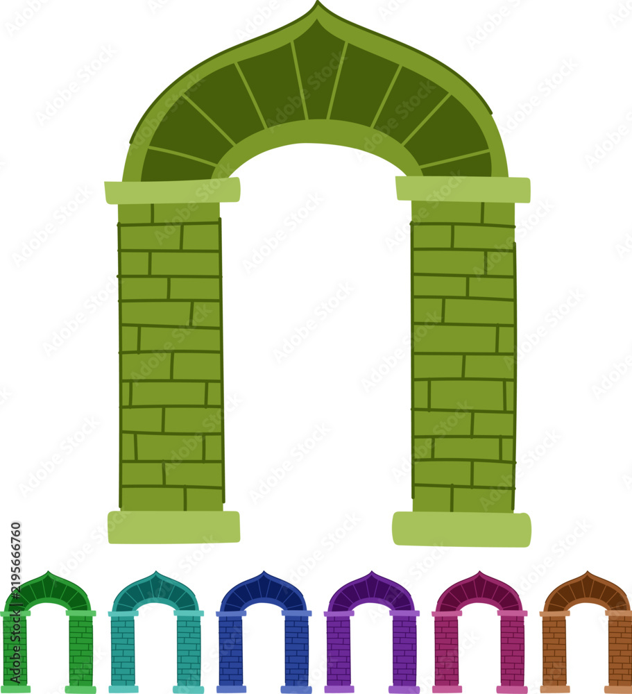 Obraz premium Stone archway structure on white background, flat vector symbolizing entrance, passage, portal, framework, and historic architecture for design and concept use