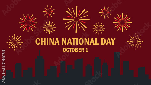 Chinese National Day October 1 Celebration Banner Flat Vector Design Art