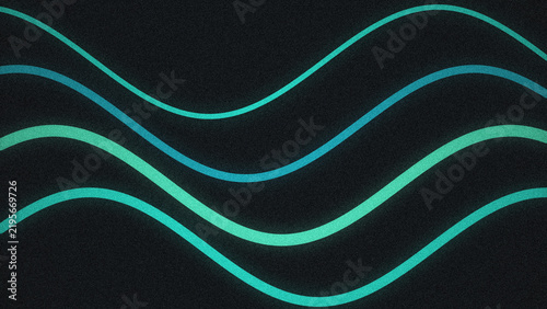 Abstract flowing teal green waves with grainy dark digital background art.