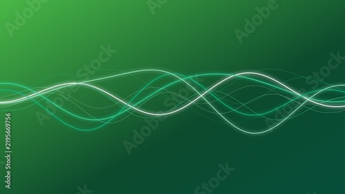 Waves of Glowing Digital Lines Flow Seamlessly Across a Vibrant Green Background Loop