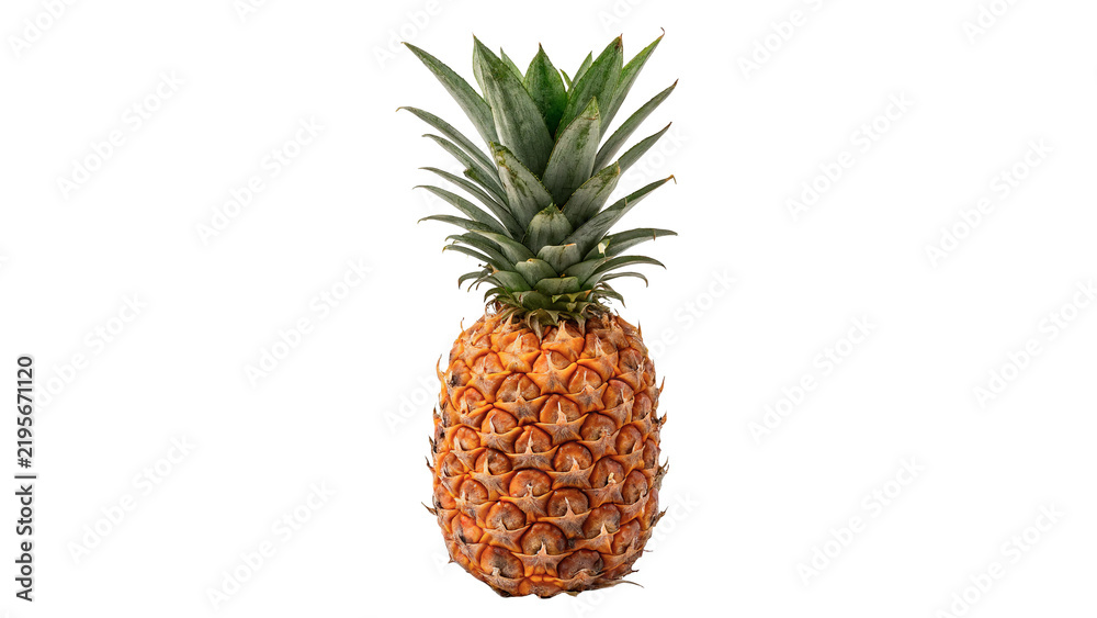 Fototapeta premium Whole fresh sweet organic tropical pineapple fruit isolated on transparent background.