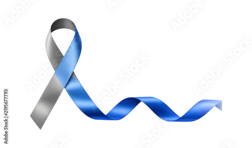 Blue and grey colored vector ribbon displayed on a white background. This serves as the symbol for Diabetic Awareness Month.