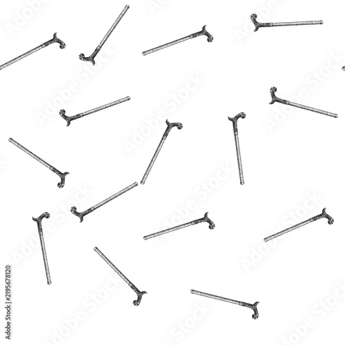 Принти на полотні seamless pattern fashion cane stick gentleman hand drawn