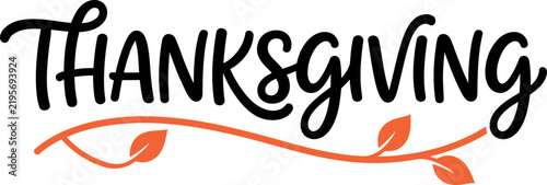 Hand lettered thanksgiving greeting with autumn leaves and watercolor elements