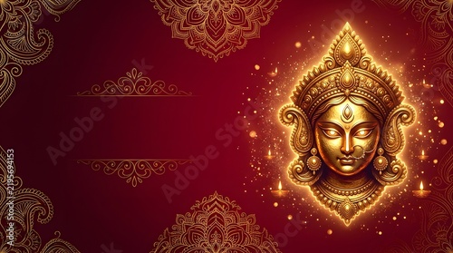 Golden Durga Puja festival background design