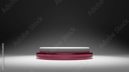 3d rendering animation of minimalist display showcase for product advertising