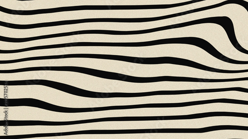 A minimalist abstract background pattern of irregular flowing black stripes across a warm cream colored surface.
