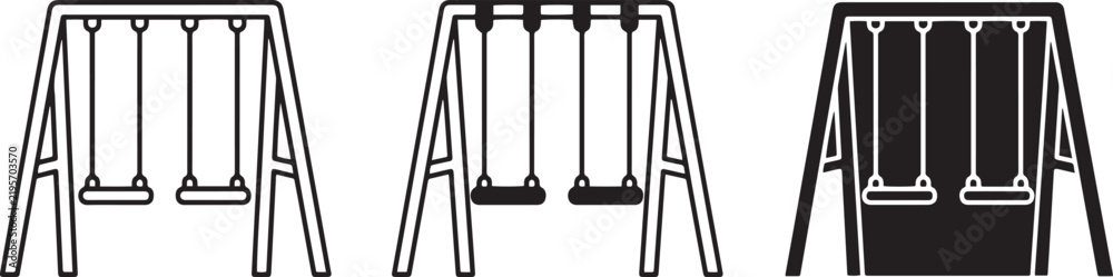 Obraz premium Swing Set Icons, Playground Equipment, Outdoor Recreation, Children's Fun