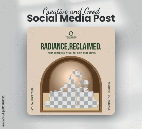 Radiance reclaimed botanical skincare cosmetics ritual web banner template
