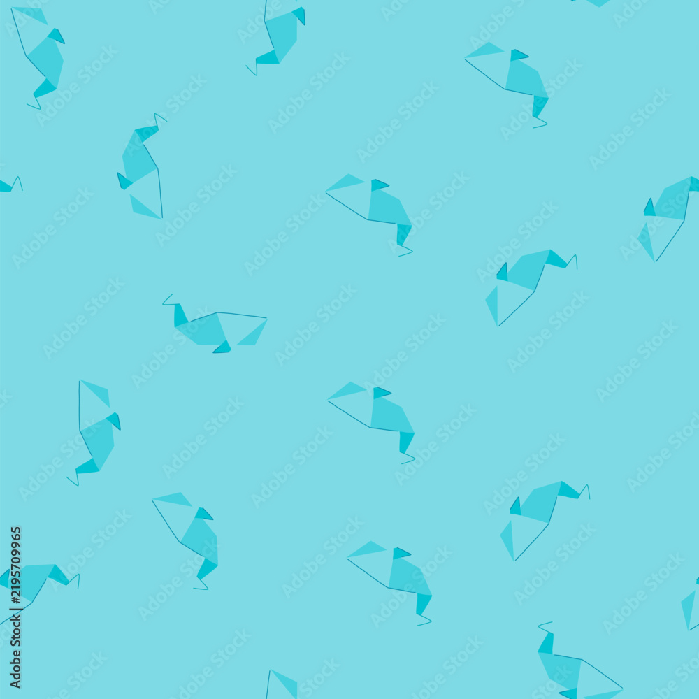 Obraz premium pattern bird origami animals cartoon. fox turtle, dragon dinosaur, penguin owl bird origami animals sign. seamless vector illustration