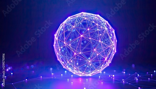 Futuristic Artificial Intelligence Neural Network Concept with Copy Space