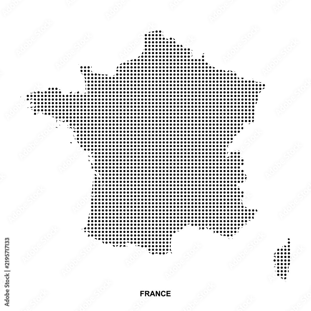 Obraz premium France map with dotted pattern, French country silhouette, European geography vector and modern cartography design