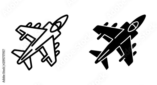 Jet Fighter Icons, Military Aircraft Vector Graphics, Modern Air Force Symbols, Combat Plane Illustrations