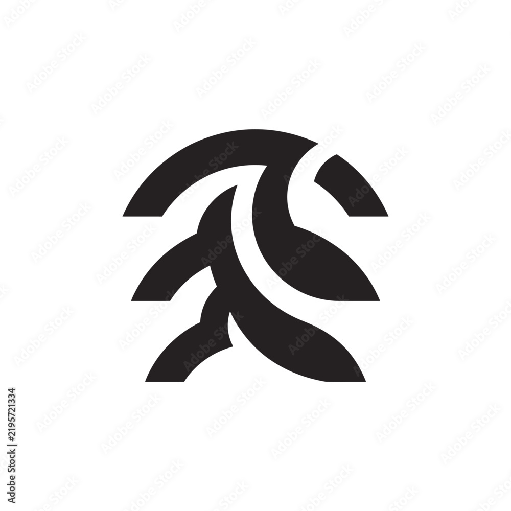Obraz premium Minimalist Abstract Organic Plant Icon Black Graphic Vector Symbol