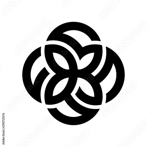 Minimalist Geometric Flower Symbol Modern Celtic Knot Floral Emblem Vector Illustration