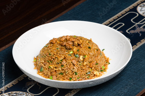 Beef and Vegetable Egg Fried Rice, Chinese Homestyle Fried Rice Close-up