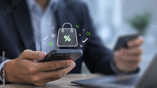 Fotografie Ecommerce discount and online shopping promotion concept