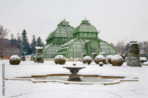 Vienna - The Glasshouses by Schonbrunn palace in winter.  Glasshouses was opened in 1882.