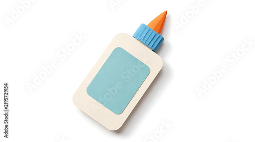 A small white plastic glue bottle with an orange cap isolated on white background.