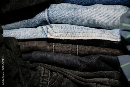 Fotografía Close up of stack and folded pants