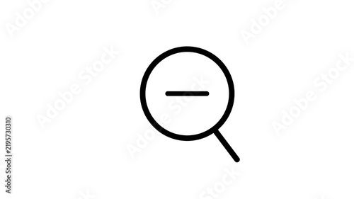 Animated Zoom Out Magnifying Glass Icon Motion Graphic Loop with Alpha Channel