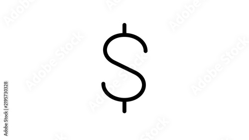 Animated Dollar Sign Icon Motion Graphic Loop with Alpha Channel