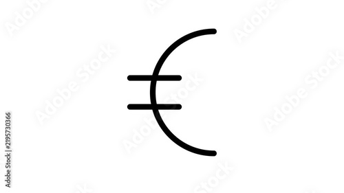 Animated Euro Sign Icon Motion Graphic Loop with Alpha Channel