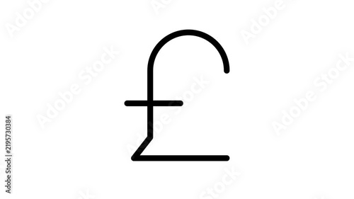 Animated British Pound Sign Icon Motion Graphic Loop with Alpha Channel
