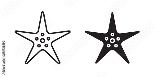 Sea star icon flat outline in black