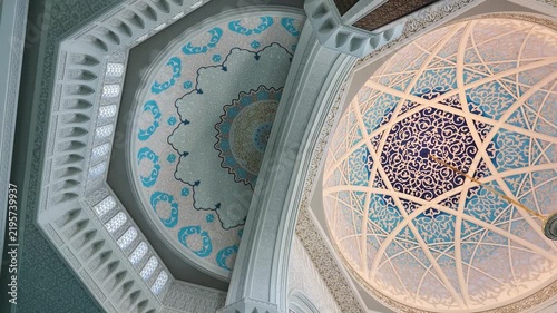 The interior of the Nursultan Mosque in Astana, Kazakhstan