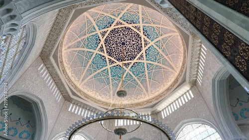 The interior of the Nursultan Mosque in Astana, Kazakhstan