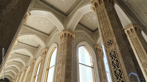 The interior of the Nursultan Mosque in Astana, Kazakhstan