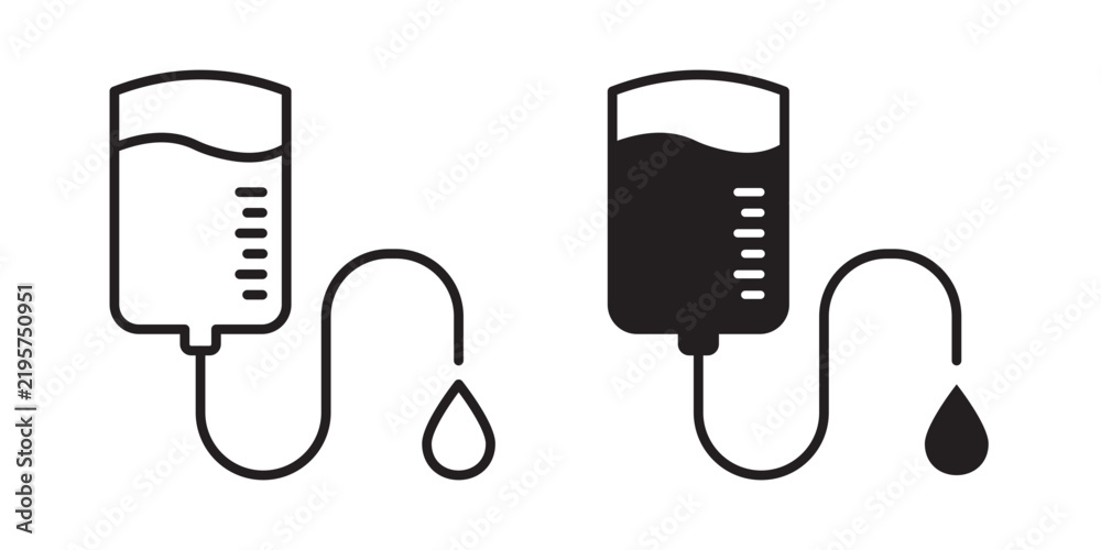 Obraz premium Blood transfusion icon flat outline in black