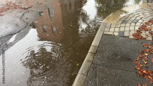 Flooded Road After Autumn Storm with Undermined Roadway 4k