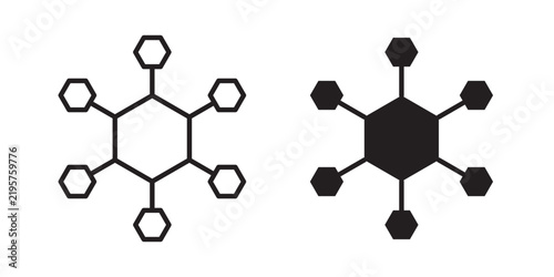 Chart connected icon flat outline in black