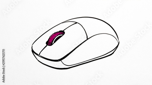 Pop art style illustration of a computer mouse with a scroll wheel