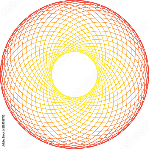Abstract Geometric Spirograph Circle with Red and Yellow Gradient