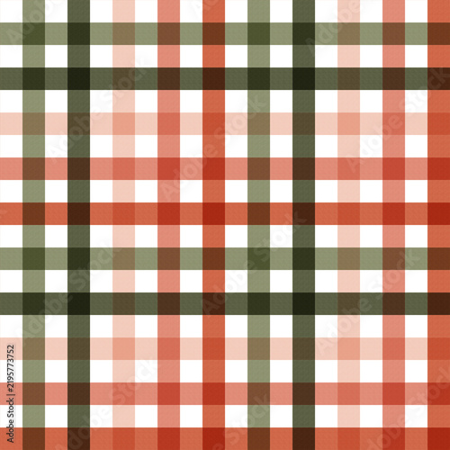 Autumn plaid seamless pattern with red, green and peach lines