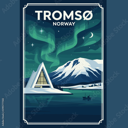 Tromso Norway Travel Poster Illustration