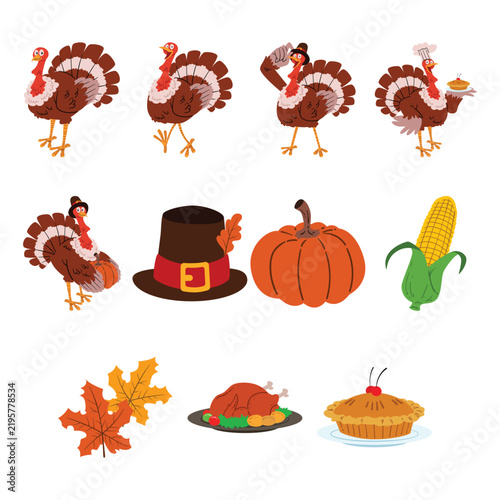 Happy Thanksgiving Turkey and Autumn Holiday Collection
