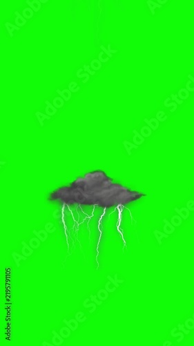 Clouds lighting ani animation icon on green screen