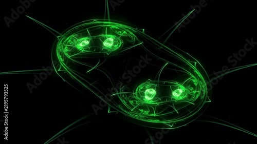 Abstract animation of green bacteria on a black background