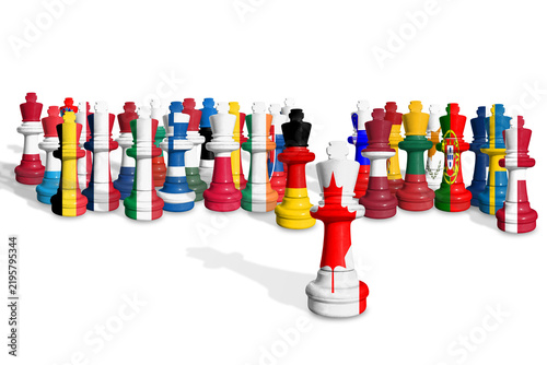 Chess made from EU members and Canada flags.