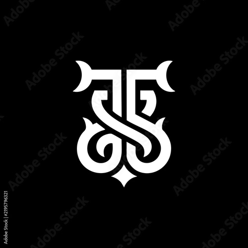 ST monogram logo design letter text name symbol monochrome logotype alphabet character simple logo
